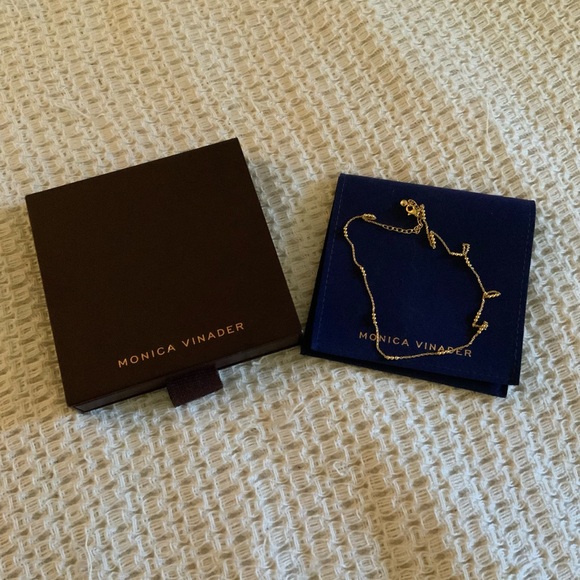 New Monica Vinader Triple Beaded Chain Necklace 18-20' 18k Gold Vermeil - Picture 1 of 5